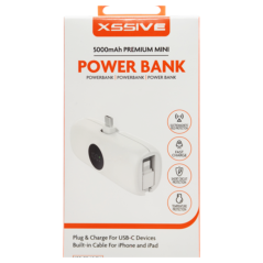 Power Bank 5000mAh pour USB-C avec Câble pour iPhone et iPad 20W XSSIVE XSS-PB40CW - Blanc